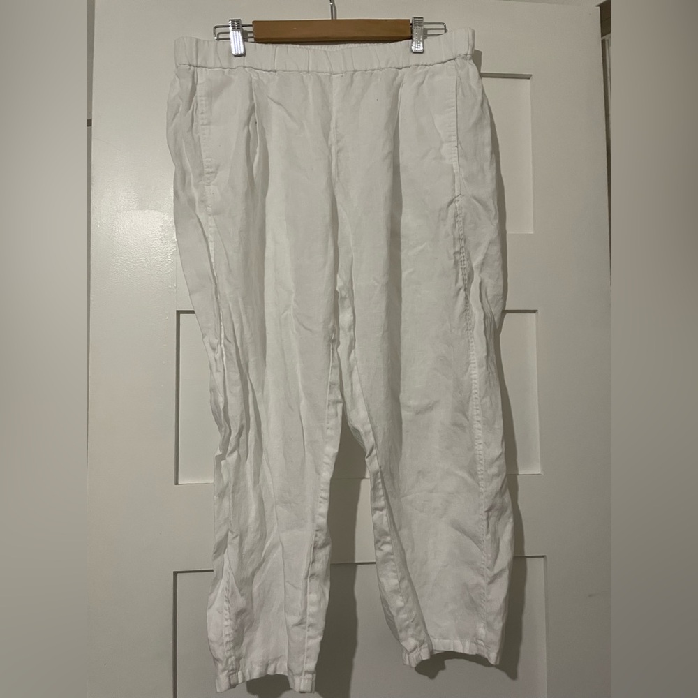 Eileen Fisher Organic Linen Lantern Pants Size L White